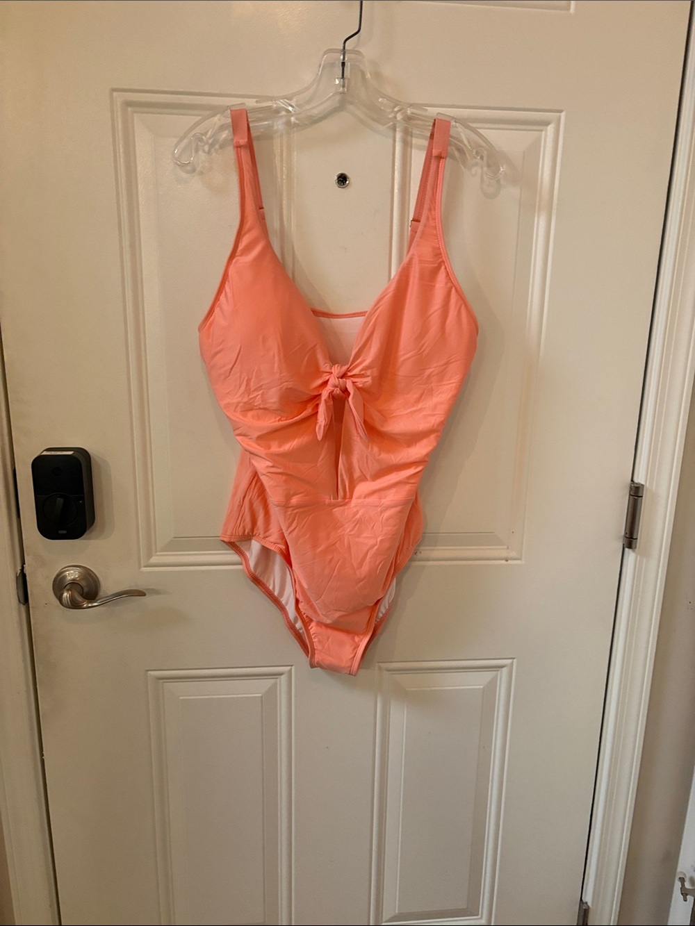 Athena Coral Pink One-Piece Swimsuit with Front Tie